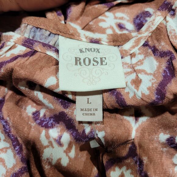 Knox Rose Short Sleeve Mid-Length Dress, Cognac Print, Sz L, NWT - Picture 7 of 7
